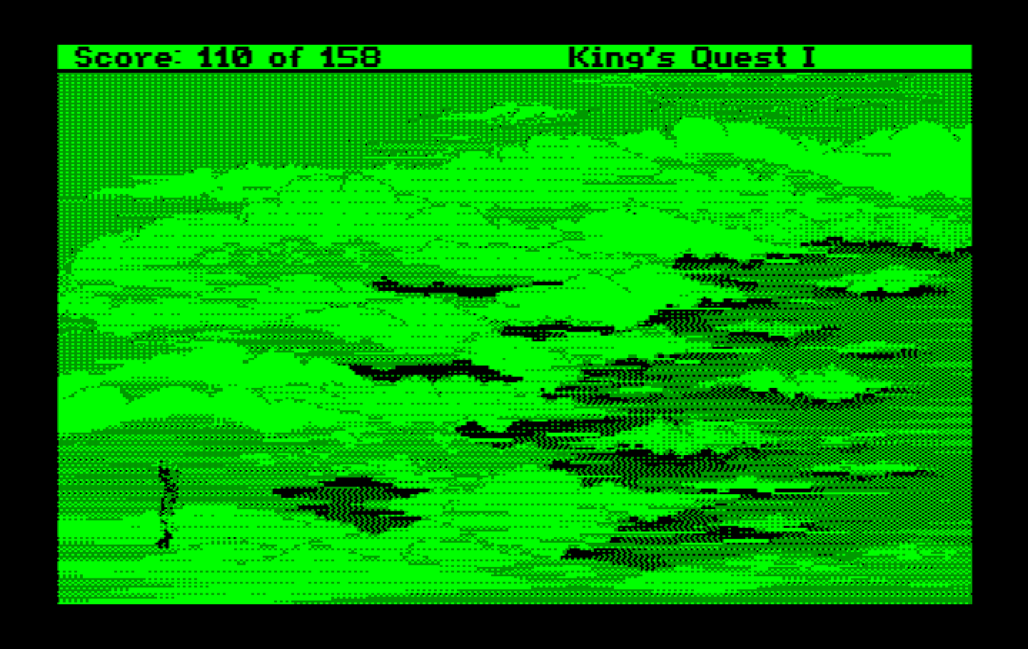 Roberta Williams' King's Quest I: Quest for the Crown IBM PC/Compatibles Screenshot: I've discovered a land up in the clouds!