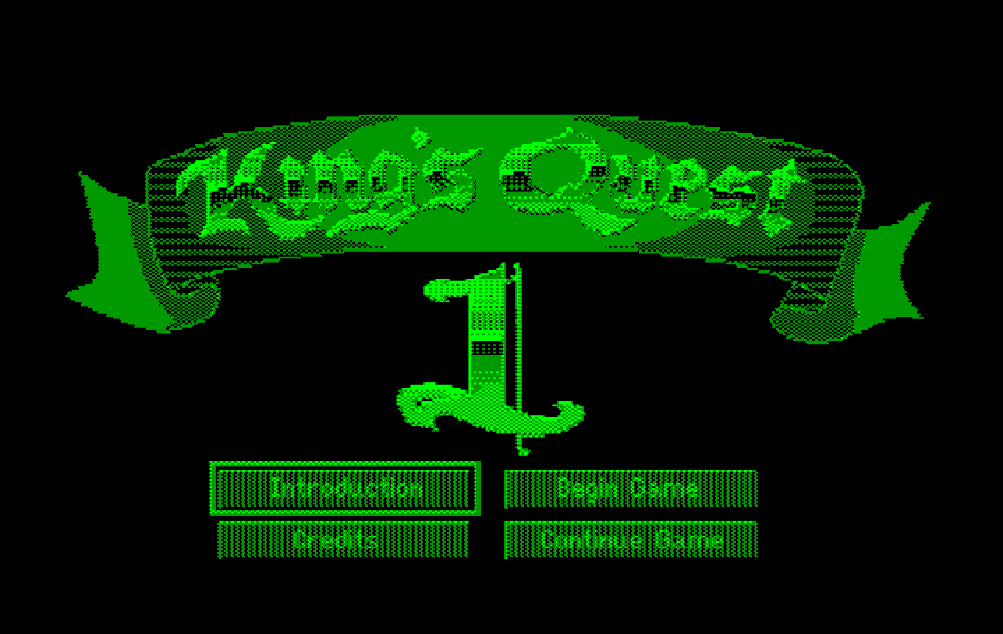 Roberta Williams' King's Quest I: Quest for the Crown IBM PC/Compatibles Screenshot: The main menu.