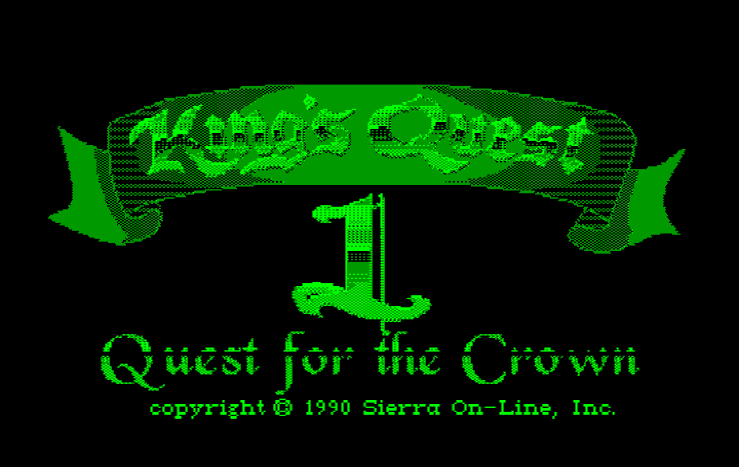 Roberta Williams' King's Quest I: Quest for the Crown IBM PC/Compatibles Screenshot: Title screen.