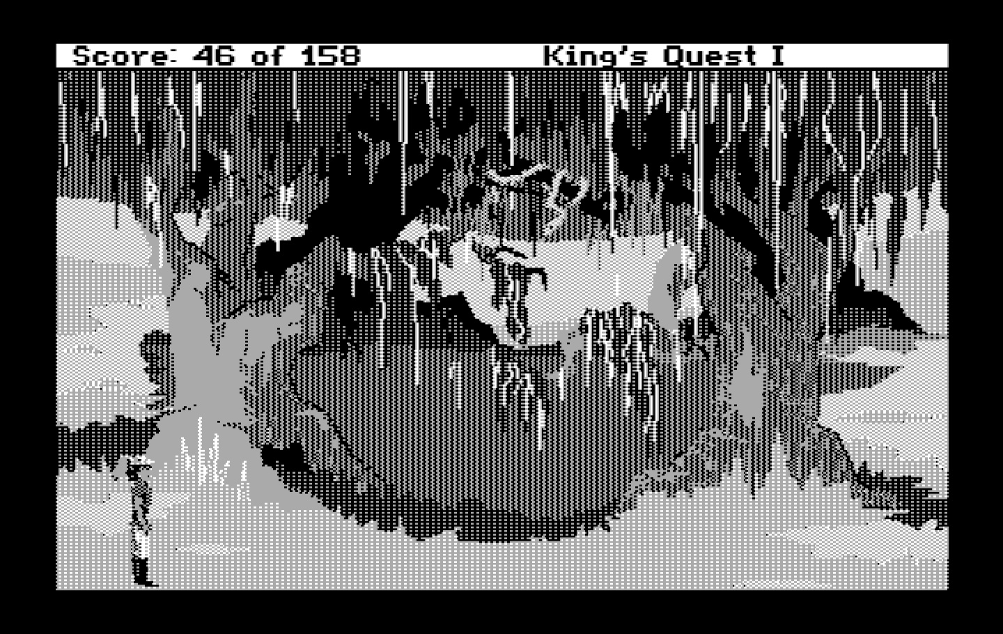Roberta Williams' King's Quest I: Quest for the Crown IBM PC/Compatibles Screenshot: A mysterious swamp.