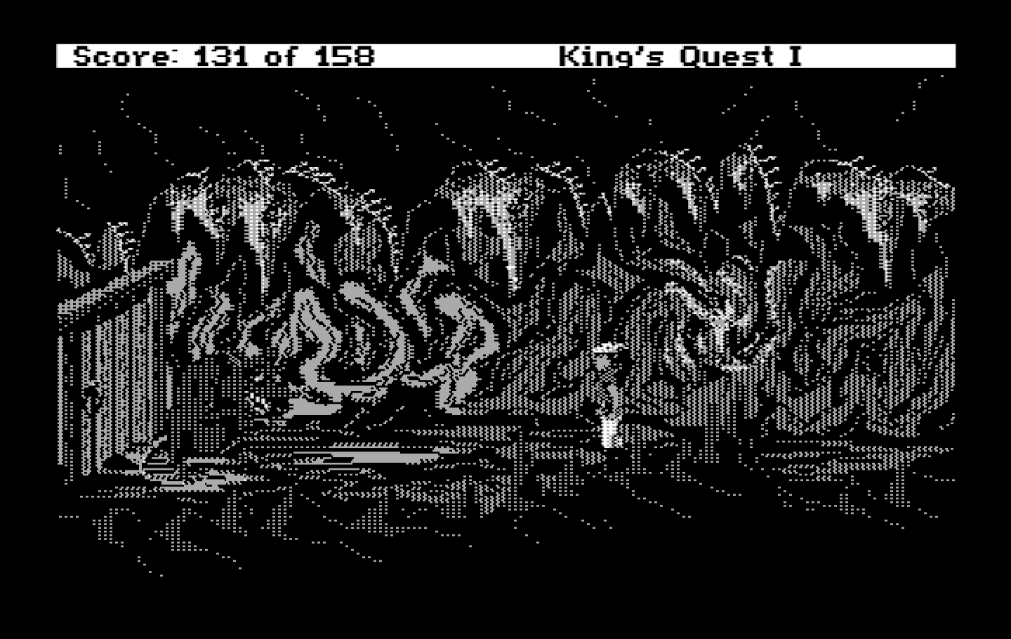 Roberta Williams' King's Quest I: Quest for the Crown IBM PC/Compatibles Screenshot: A giant rat guards the door!