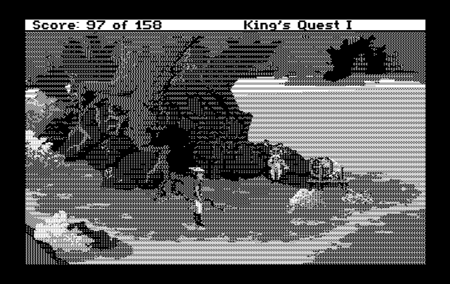 Roberta Williams' King's Quest I: Quest for the Crown IBM PC/Compatibles Screenshot: Who is this I found in the middle of the forest?