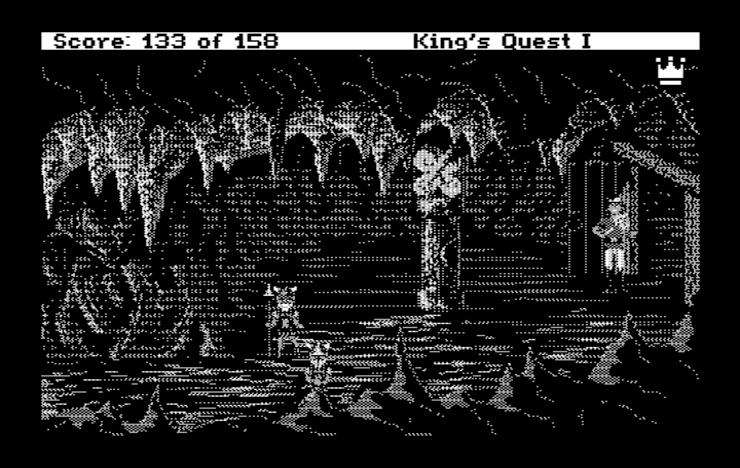 Roberta Williams' King's Quest I: Quest for the Crown IBM PC/Compatibles Screenshot: I discovered some leprechauns!