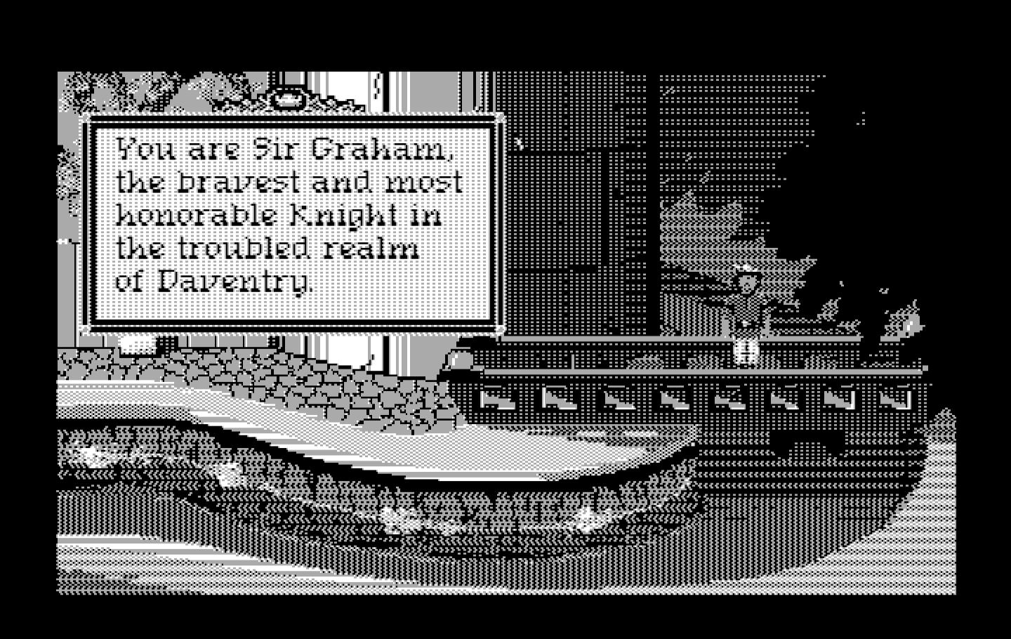 Roberta Williams' King's Quest I: Quest for the Crown IBM PC/Compatibles Screenshot: Game introduction.