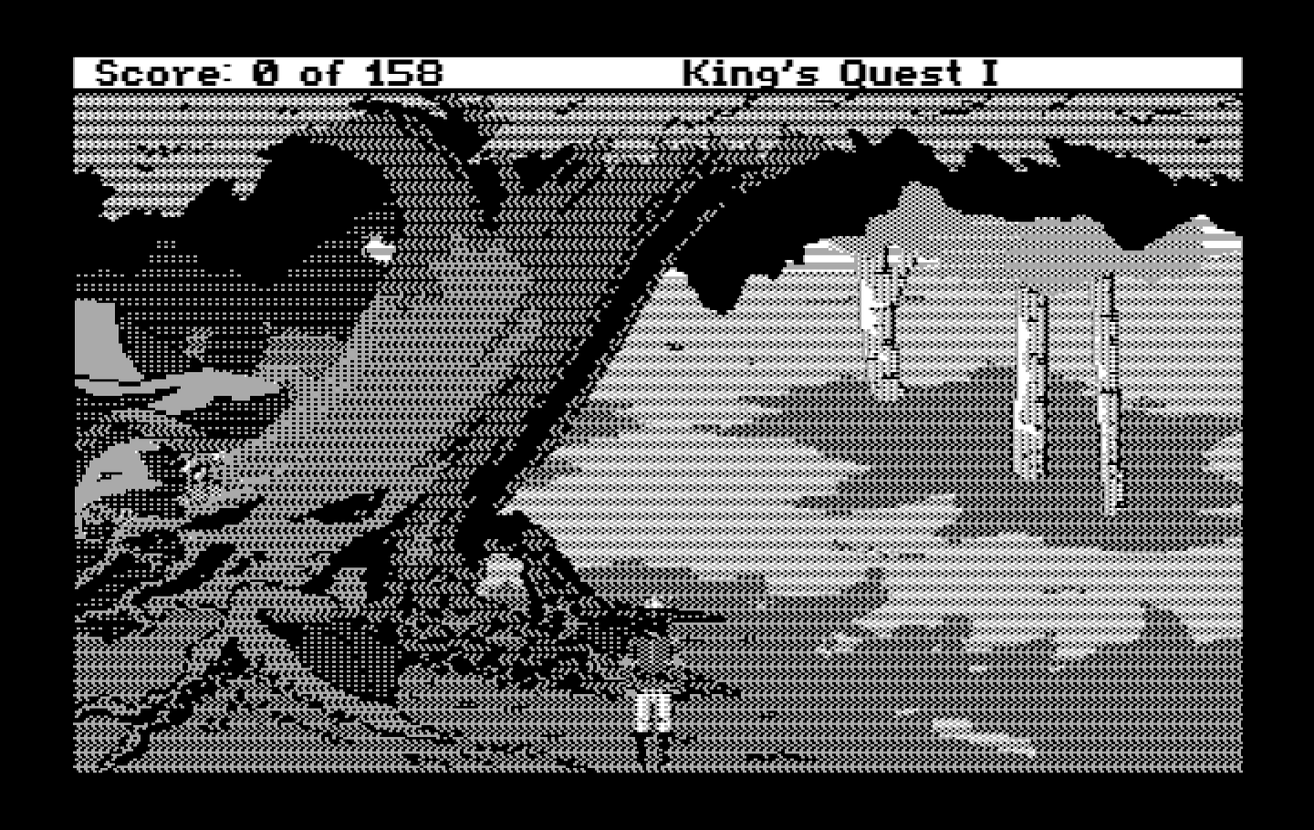 Roberta Williams' King's Quest I: Quest for the Crown IBM PC/Compatibles Screenshot: This looks like a tree I could climb...