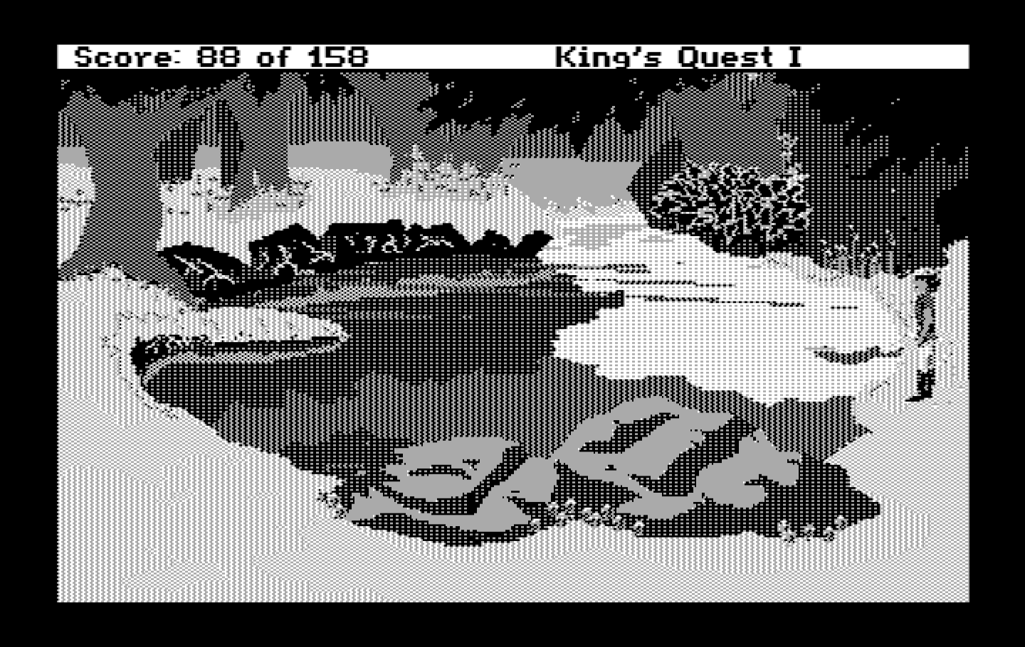 Roberta Williams' King's Quest I: Quest for the Crown IBM PC/Compatibles Screenshot: Exploring another pond...