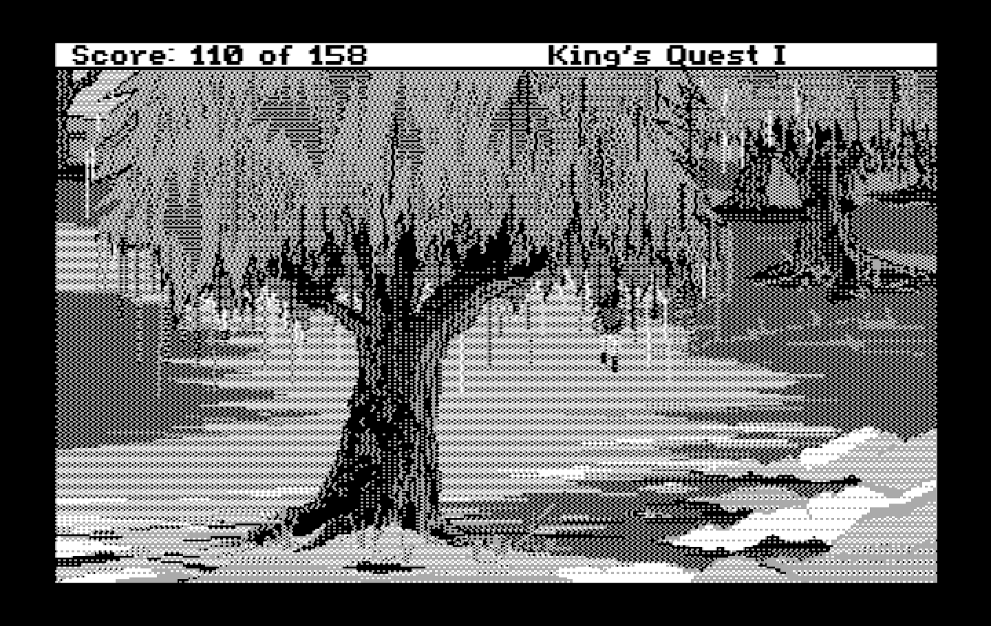 Roberta Williams' King's Quest I: Quest for the Crown IBM PC/Compatibles Screenshot: Lots of giant trees are up here!