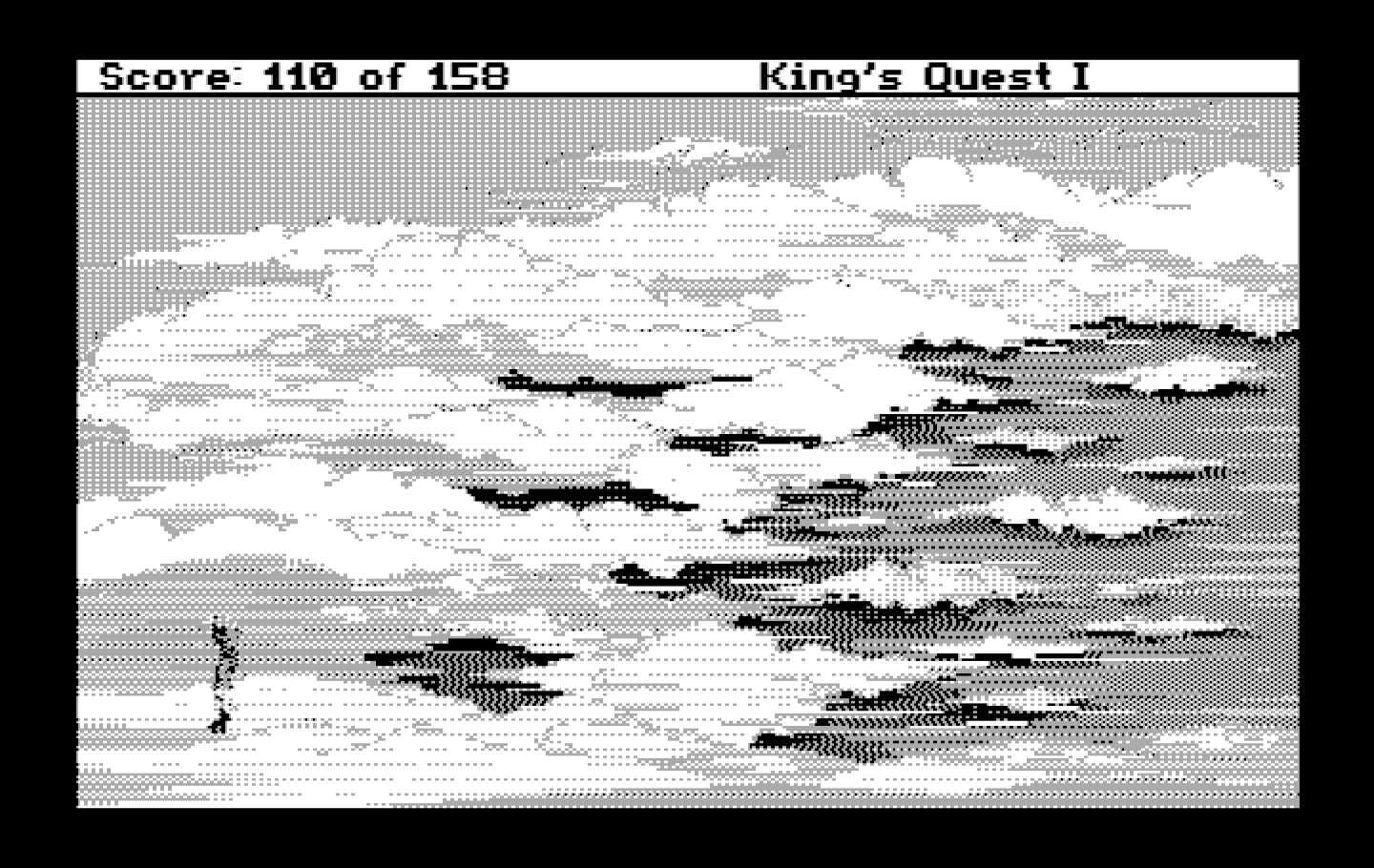 Roberta Williams' King's Quest I: Quest for the Crown IBM PC/Compatibles Screenshot: I've discovered a land up in the clouds!