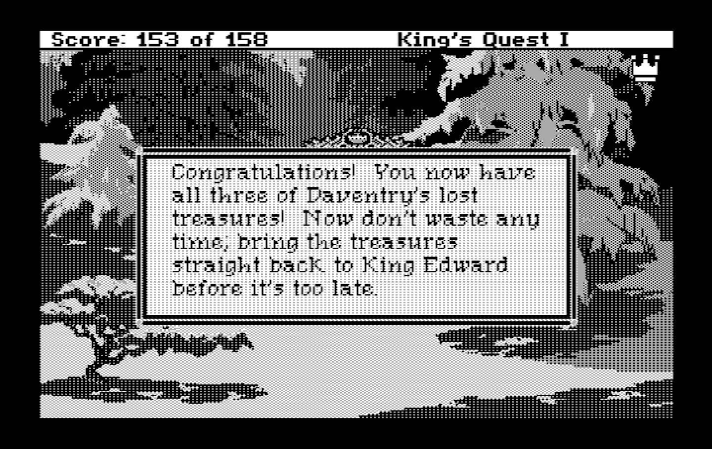 Roberta Williams' King's Quest I: Quest for the Crown IBM PC/Compatibles Screenshot: Time to head back to the castle!