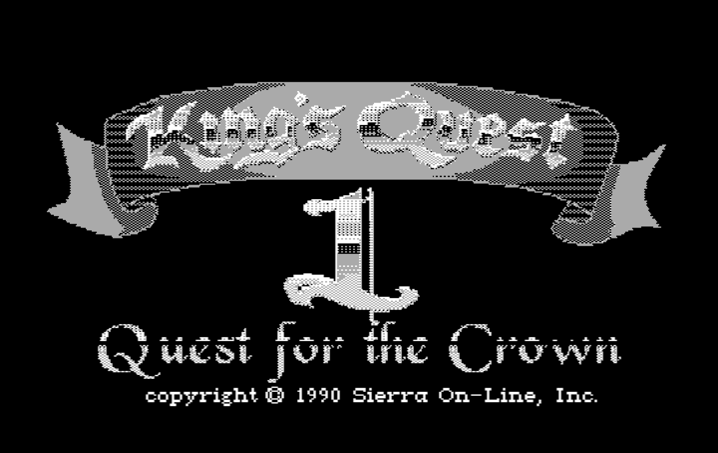 Roberta Williams' King's Quest I: Quest for the Crown IBM PC/Compatibles Screenshot: Title screen.