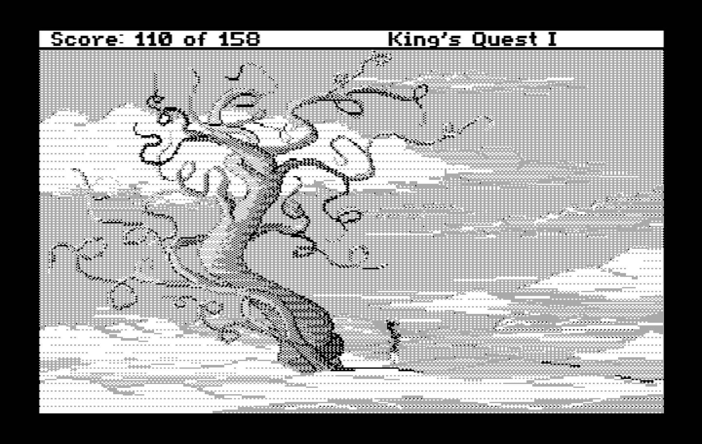 Roberta Williams' King's Quest I: Quest for the Crown IBM PC/Compatibles Screenshot: The top of the beanstalk.
