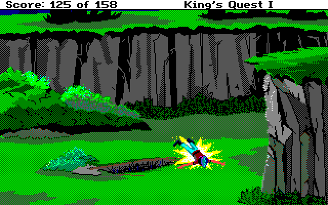 Roberta Williams' King's Quest I: Quest for the Crown Amiga Screenshot: Smack! Not a graceful landing...