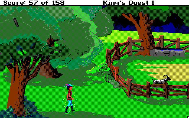 Roberta Williams' King's Quest I: Quest for the Crown Amiga Screenshot: A goat! It will help me out later...