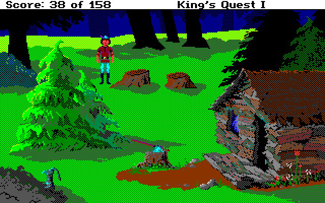 Roberta Williams' King's Quest I: Quest for the Crown Amiga Screenshot: Outside the woodcutter's house...