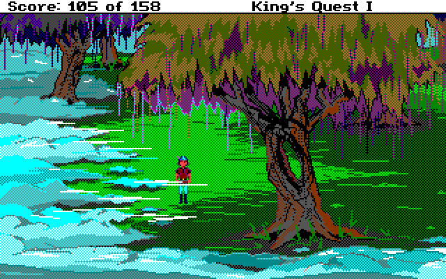 Roberta Williams' King's Quest I: Quest for the Crown Amiga Screenshot: Exploring a bit...