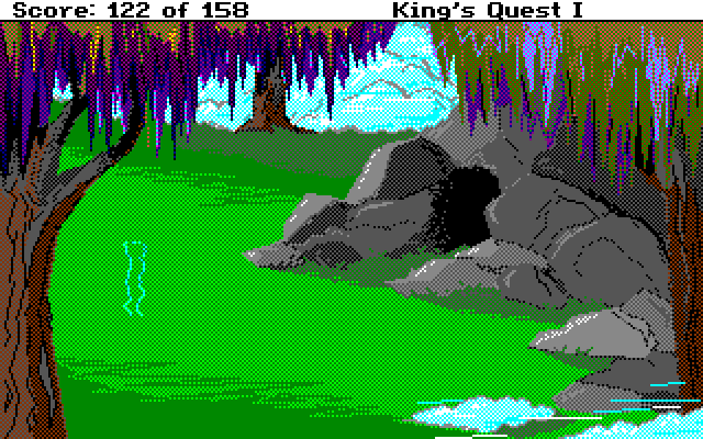 Roberta Williams' King's Quest I: Quest for the Crown Amiga Screenshot: Still in visible with the magic ring, it's time to leave this area.