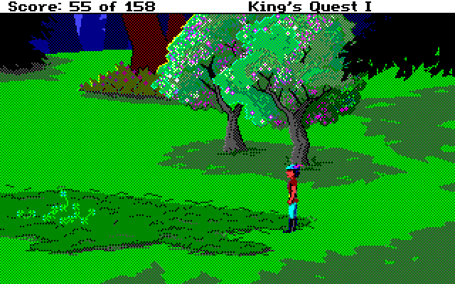 Roberta Williams' King's Quest I: Quest for the Crown Amiga Screenshot: Is that a four leaf clover? What luck!