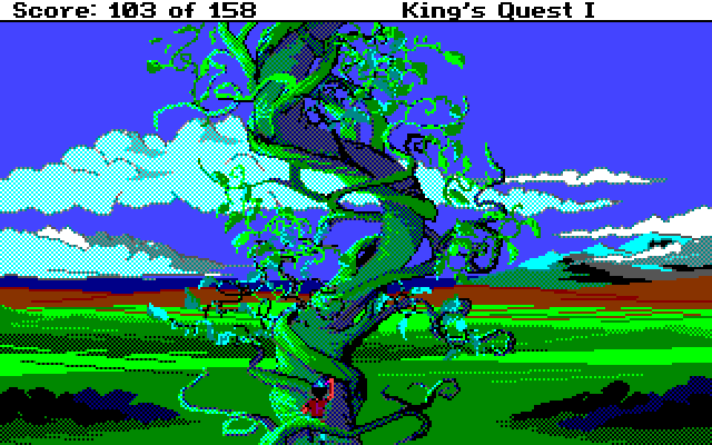 Roberta Williams' King's Quest I: Quest for the Crown Amiga Screenshot: Be careful when climbing, or you'll fall...