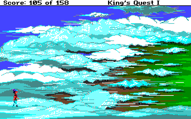 Roberta Williams' King's Quest I: Quest for the Crown Amiga Screenshot: Entering a land high up in the clouds!