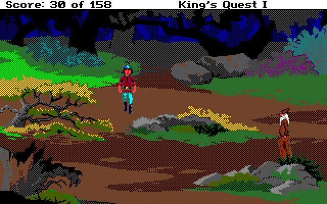 Roberta Williams' King's Quest I: Quest for the Crown Amiga Screenshot: Avoid this evil sorcerer if you can!