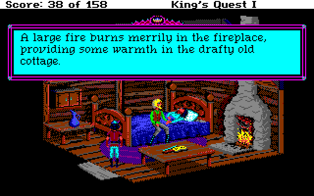 Roberta Williams' King's Quest I: Quest for the Crown Amiga Screenshot: The woodcutter has fallen on hard times...