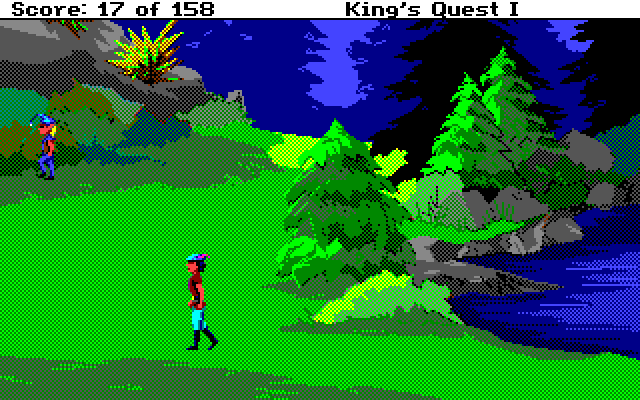 Roberta Williams' King's Quest I: Quest for the Crown Amiga Screenshot: A small elf is here...