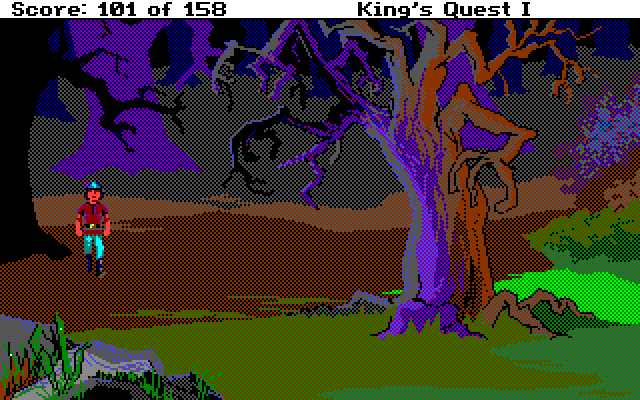Roberta Williams' King's Quest I: Quest for the Crown Amiga Screenshot: A spooky part of the forest...