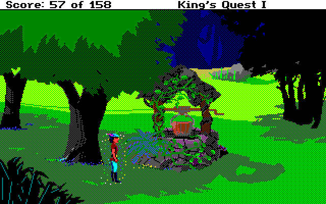 Roberta Williams' King's Quest I: Quest for the Crown Amiga Screenshot: A well...I should examine it closer.