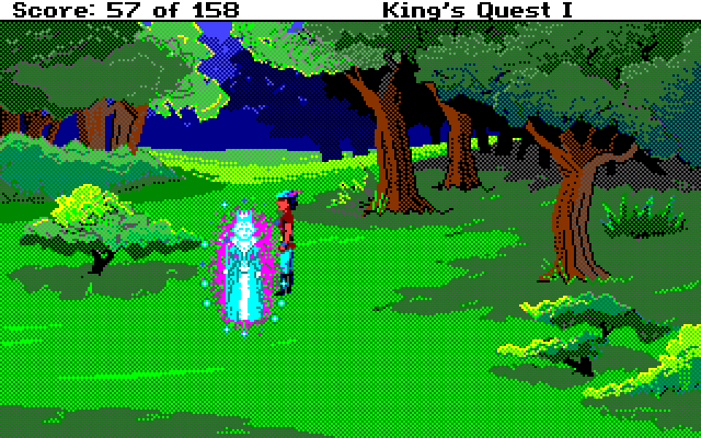 Roberta Williams' King's Quest I: Quest for the Crown Amiga Screenshot: A fairy godmother suddenly appears!