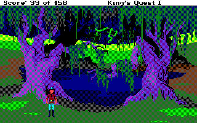 Roberta Williams' King's Quest I: Quest for the Crown Amiga Screenshot: A swampy location...
