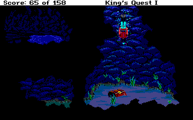 Roberta Williams' King's Quest I: Quest for the Crown Amiga Screenshot: Diving into the welll...