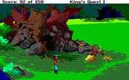 Roberta Williams' King's Quest I: Quest for the Crown for Amiga - Who is this hiding in the woods?