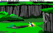 Roberta Williams' King's Quest I: Quest for the Crown for Amiga - Smack! Not a graceful landing...