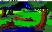 Roberta Williams' King's Quest I: Quest for the Crown for Amiga - I wonder if anything is hidden inside these old trees?