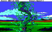 Roberta Williams' King's Quest I: Quest for the Crown for Amiga - Be careful when climbing, or you'll fall...