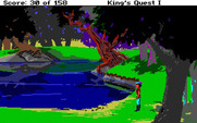 Roberta Williams' King's Quest I: Quest for the Crown for Amiga - A nice pond where I can collect some pebbles.
