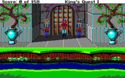 Roberta Williams' King's Quest I: Quest for the Crown for Amiga - The game begins here, just outside the castle.