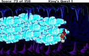 Roberta Williams' King's Quest I: Quest for the Crown for Amiga - Water extinguishes the dragon's flames!