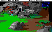Roberta Williams' King's Quest I: Quest for the Crown for Amiga - Catching a ride with a giant condor!