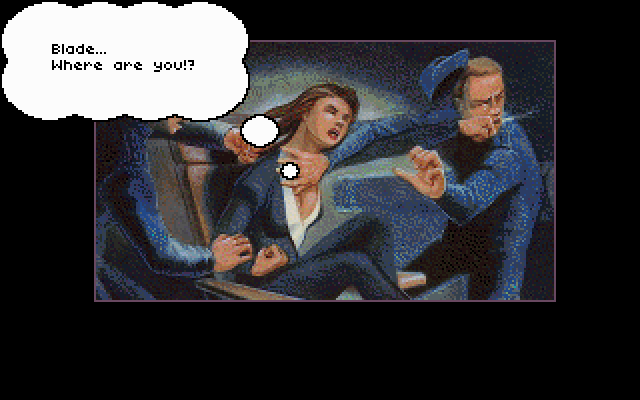 Rise of the Dragon IBM PC/Compatibles Screenshot: Karyn is in trouble!