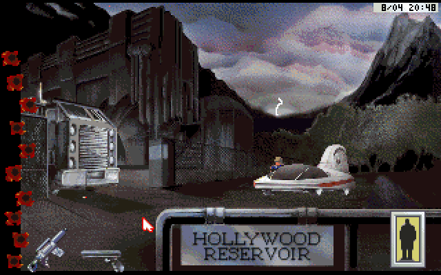 Rise of the Dragon IBM PC/Compatibles Screenshot: Under attack! Shoot the guards before they get you!