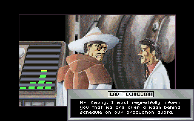 Rise of the Dragon IBM PC/Compatibles Screenshot: Meanwhile, somewhere in the city...