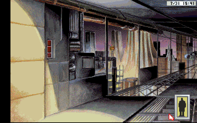 Rise of the Dragon IBM PC/Compatibles Screenshot: Leaving the appartment...