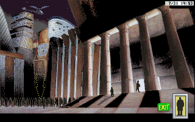 Rise of the Dragon IBM PC/Compatibles Screenshot: The outside of city hall.