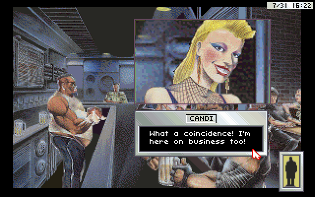 Rise of the Dragon IBM PC/Compatibles Screenshot: Interrogating some shady characters...