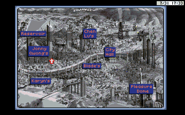 Rise of the Dragon IBM PC/Compatibles Screenshot: City map.