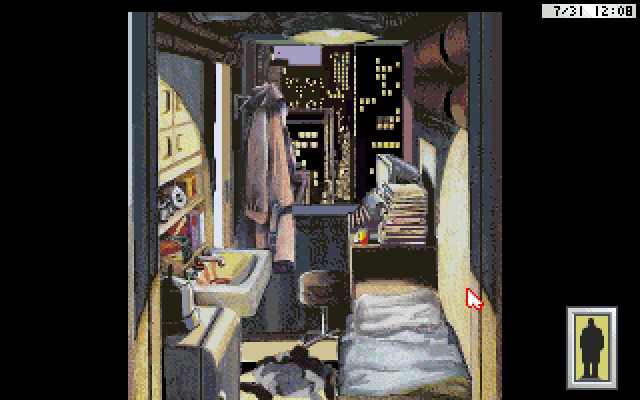 Rise of the Dragon IBM PC/Compatibles Screenshot: Starting the game in Blade's appartment.