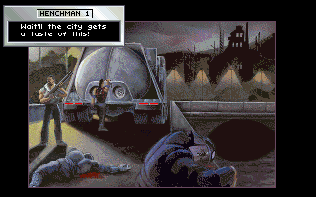 Rise of the Dragon IBM PC/Compatibles Screenshot: Oops, I failed; guess I should load a saved game...