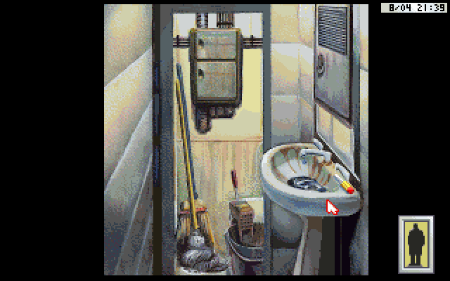 Rise of the Dragon IBM PC/Compatibles Screenshot: Hiding in a closet...