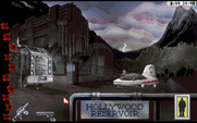 Rise of the Dragon for IBM PC/Compatibles - Under attack! Shoot the guards before they get you!